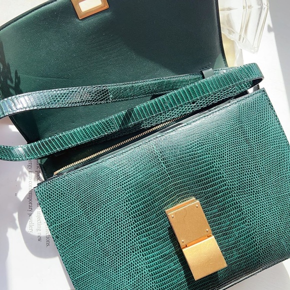 Celine Lizard Medium Classic Box Flap Bag Dark Green - Picture 4 of 7